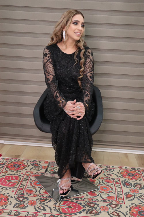Black Beaded Long Dress