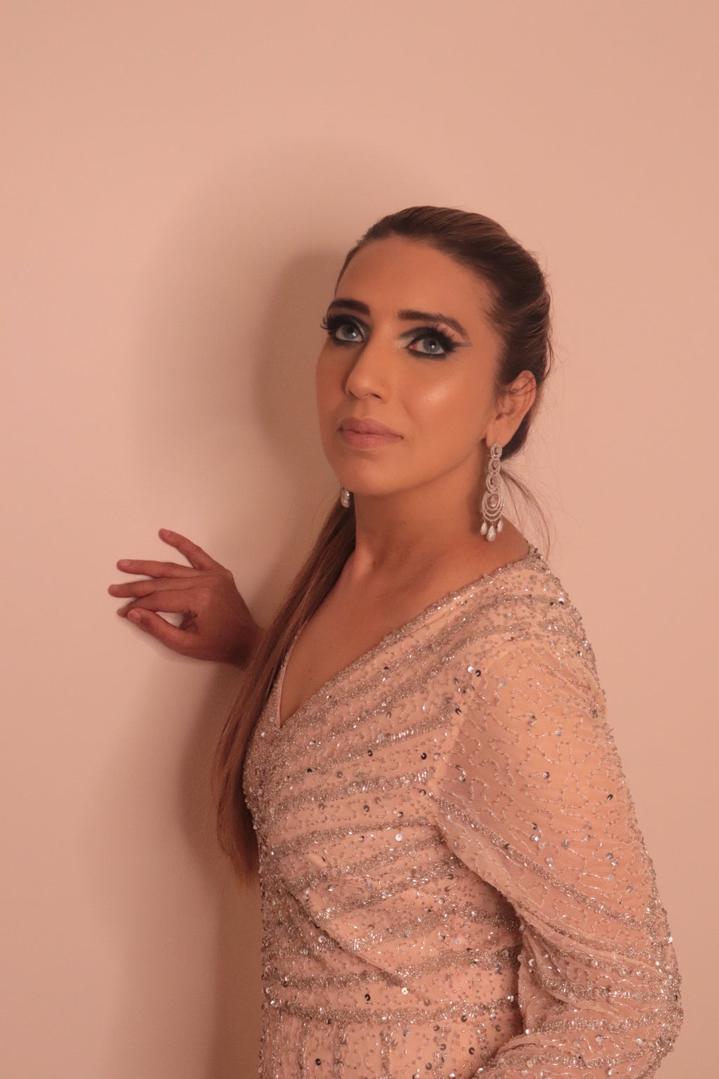 Light Pink beaded and sequenced Jumpsuit